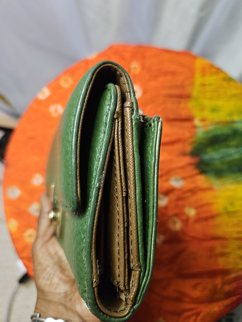 DKNY Vintage Green Pebbled Leather Snap-Flap Wallet With Minor Imperfections - Picture 9 of 11